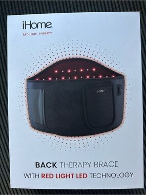 iHome Back Therapy Brace Black with Red Light LED Technology New In Box